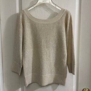 Vintage New Banana Republic women Cream & Gold Lambs Wool Sweater Size Medium